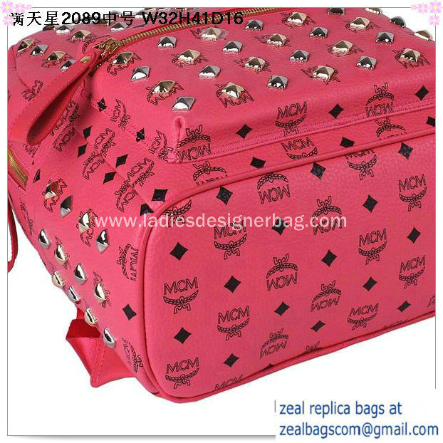 High Quality Replica MCM Stark Studded Medium Backpack MC2089 Light Red - Click Image to Close